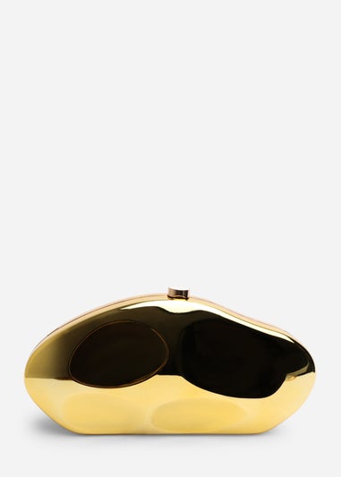 Where’s That From Nude Gold Sculpted Evening Clutch Bag