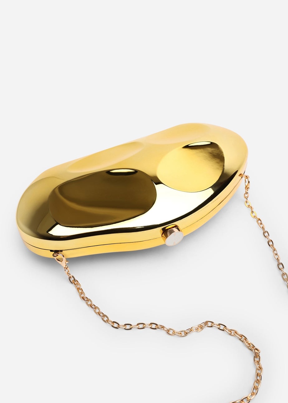 Where’s That From Nude Gold Sculpted Evening Clutch Bag
