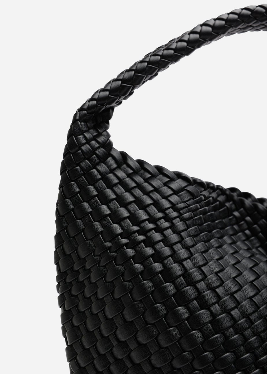 Where’s That From Stone Black PU Weave Shoulder Bag