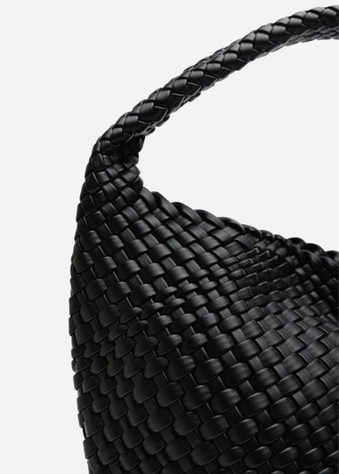 Where’s That From Stone Black PU Weave Shoulder Bag