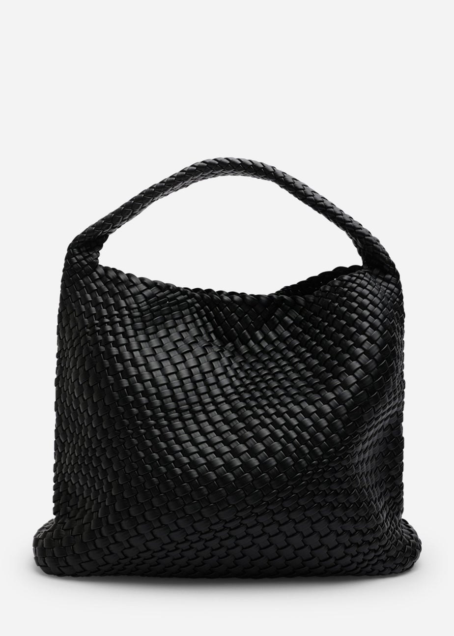 Where’s That From Stone Black PU Weave Shoulder Bag