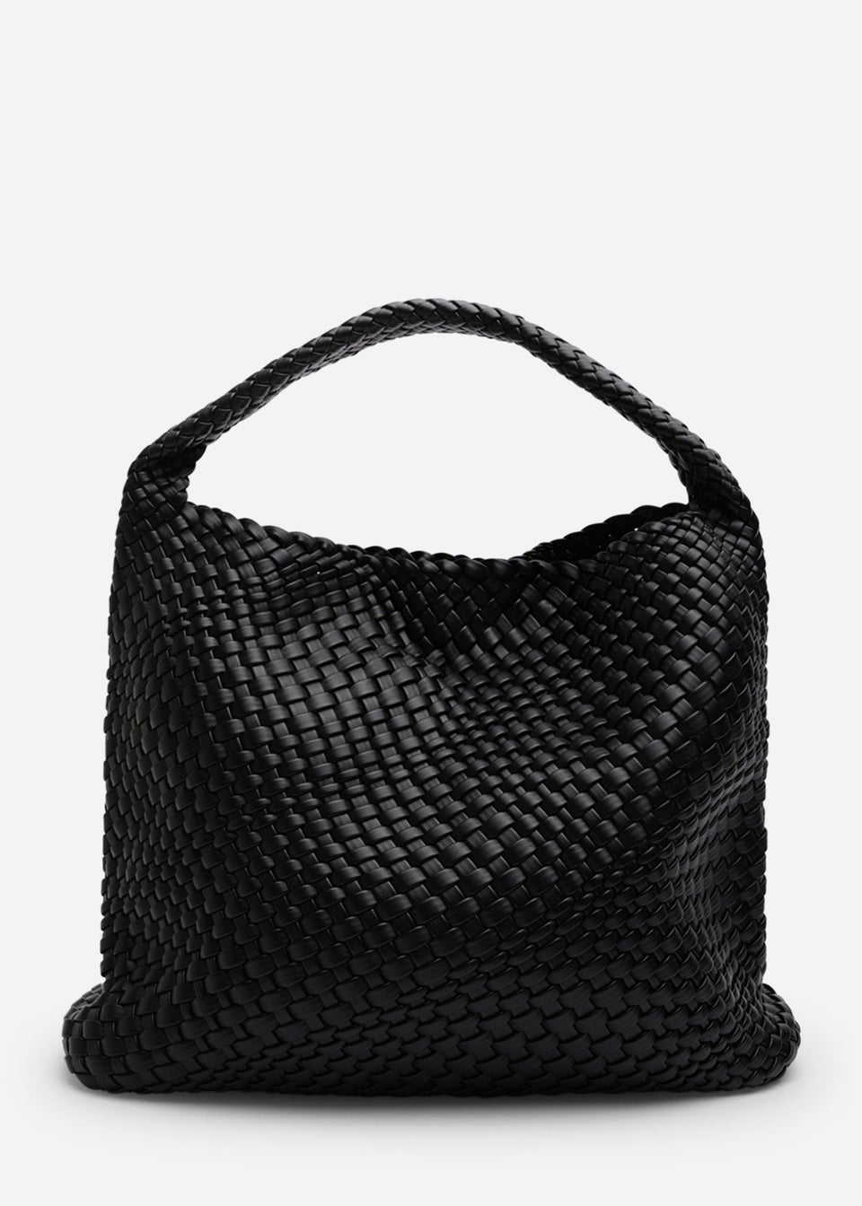 Where’s That From Stone Black PU Weave Shoulder Bag