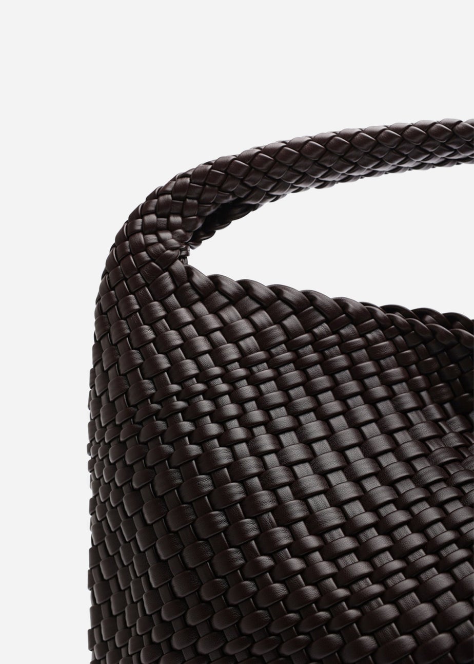 Where’s That From Stone Dark Brown PU Weave Shoulder Bag