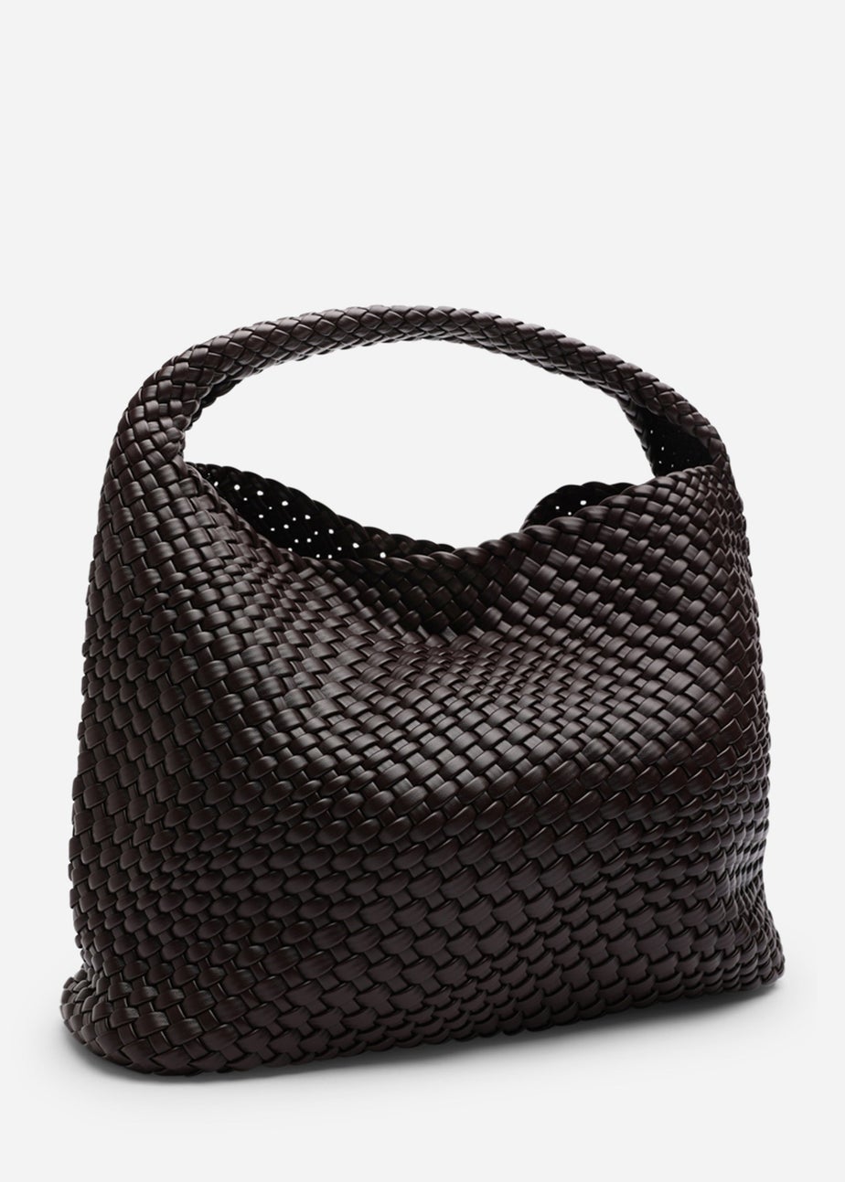 Where’s That From Stone Dark Brown PU Weave Shoulder Bag