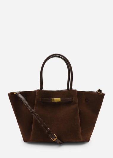 Where’s That From Dove Brown Faux Suede Tote Bag