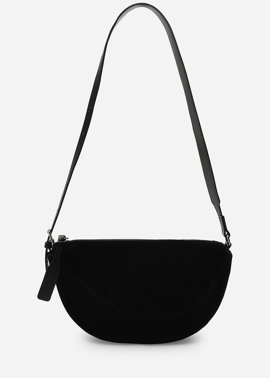 Where's That From Womens Cloud Black Suede Crossbody Shoulder Bag