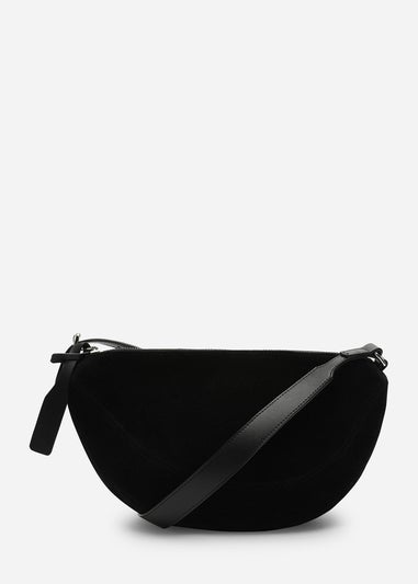 Where's That From Womens Cloud Black Suede Crossbody Shoulder Bag