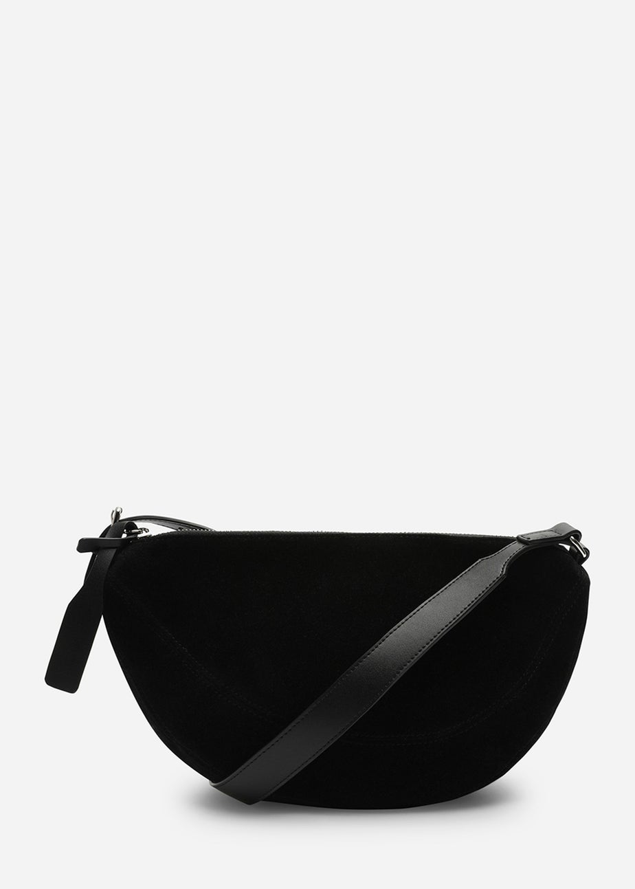 Where's That From Womens Cloud Black Suede Crossbody Shoulder Bag