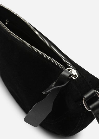 Where's That From Womens Cloud Black Suede Crossbody Shoulder Bag