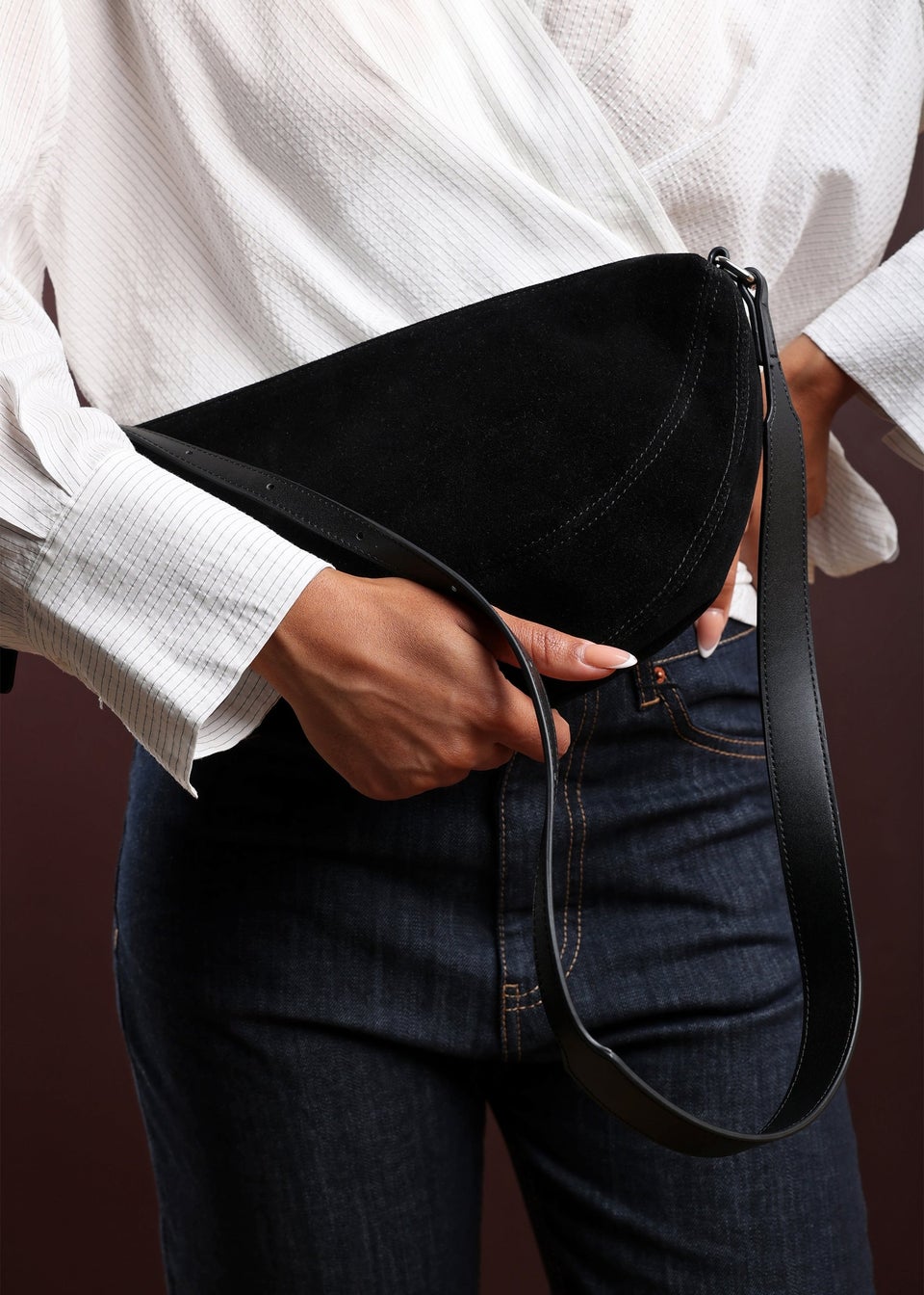Where’s That From Cloud Black Suede Crossbody Shoulder Bag