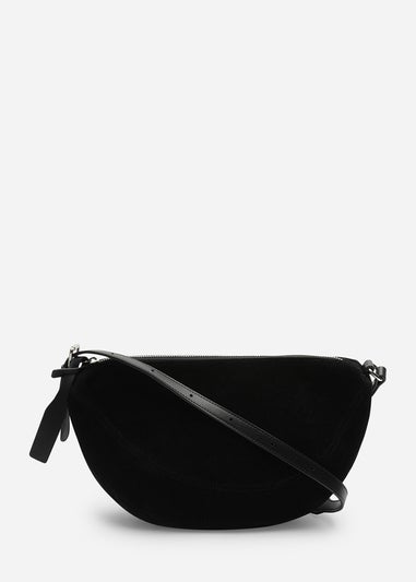 Where's That From Womens Cloud Black Suede Crossbody Shoulder Bag