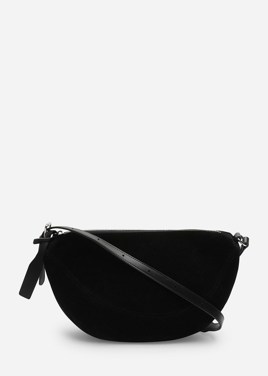 Where's That From Womens Cloud Black Suede Crossbody Shoulder Bag