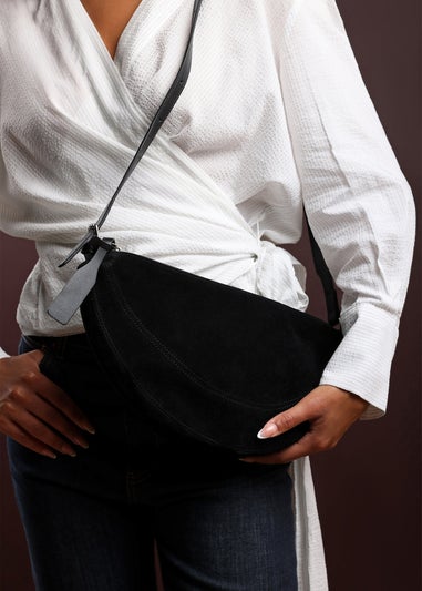 Where’s That From Cloud Black Suede Crossbody Shoulder Bag