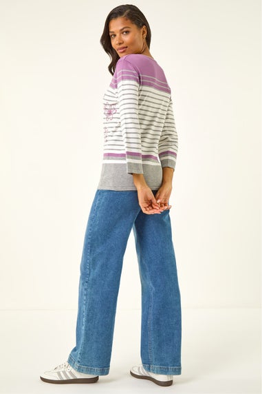 Roman Ivory Floral Stripe Knit Jumper