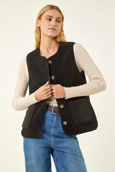 Roman Black Fleece Pocket Gilet