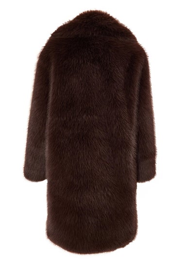 Quiz Brown Faux Fur Longline Coat