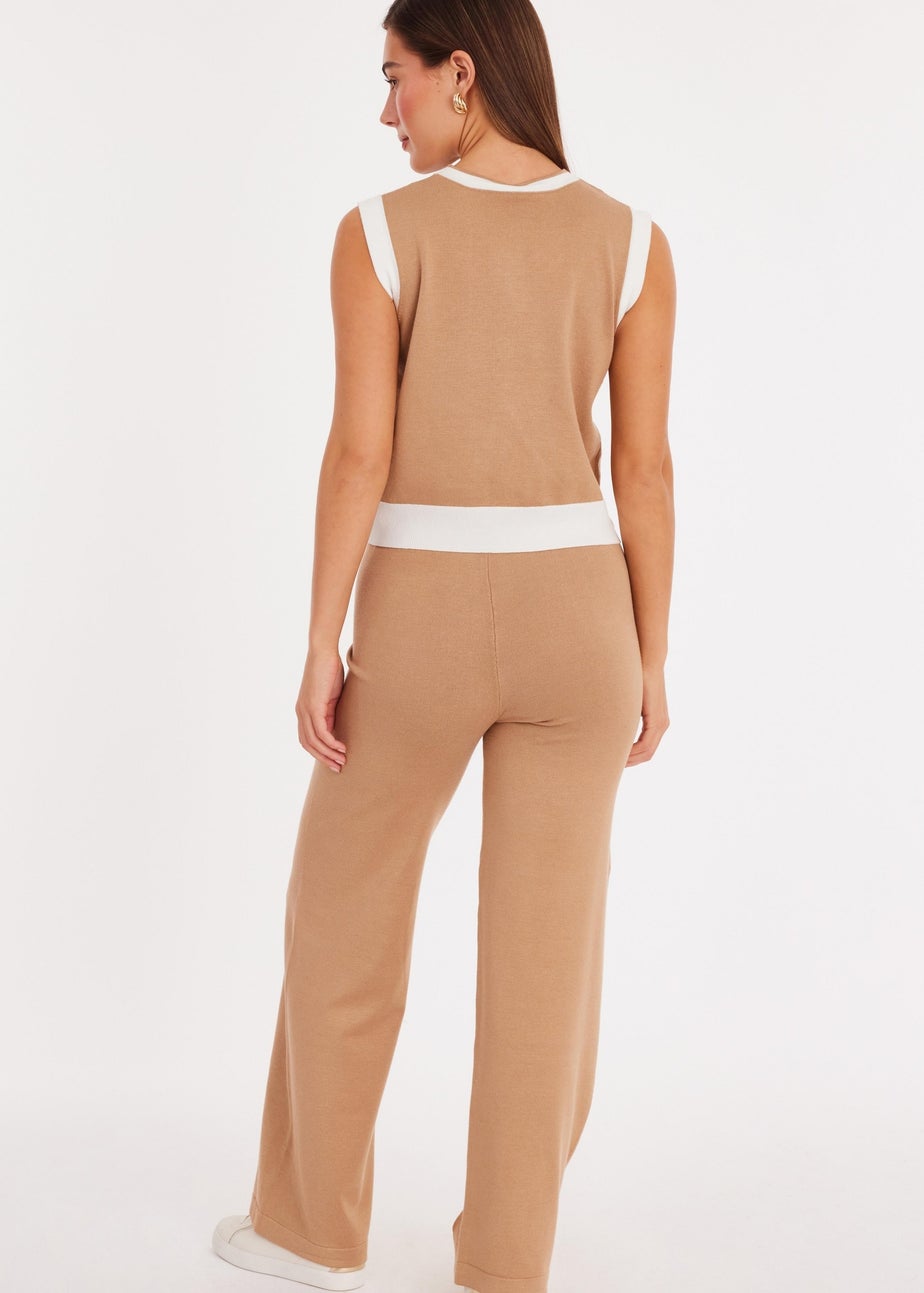 Quiz Stone Knit Contrast Waistcoat