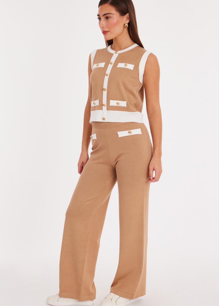 Quiz Stone Knit Contrast Waistcoat