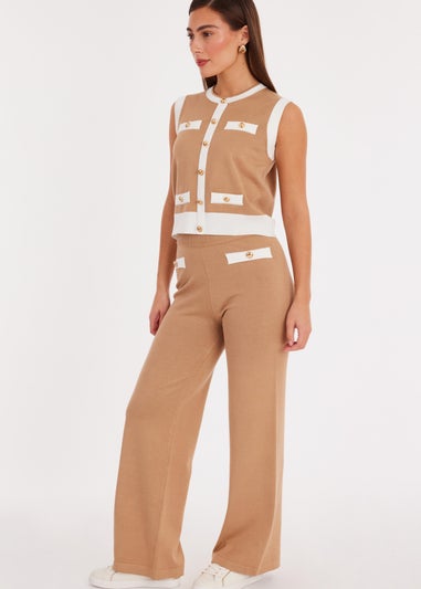 Quiz Stone Knit Contrast Waistcoat