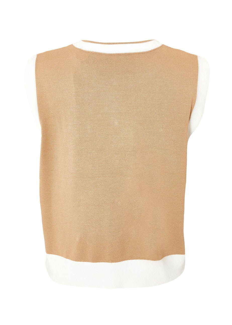 Quiz Stone Knit Contrast Waistcoat