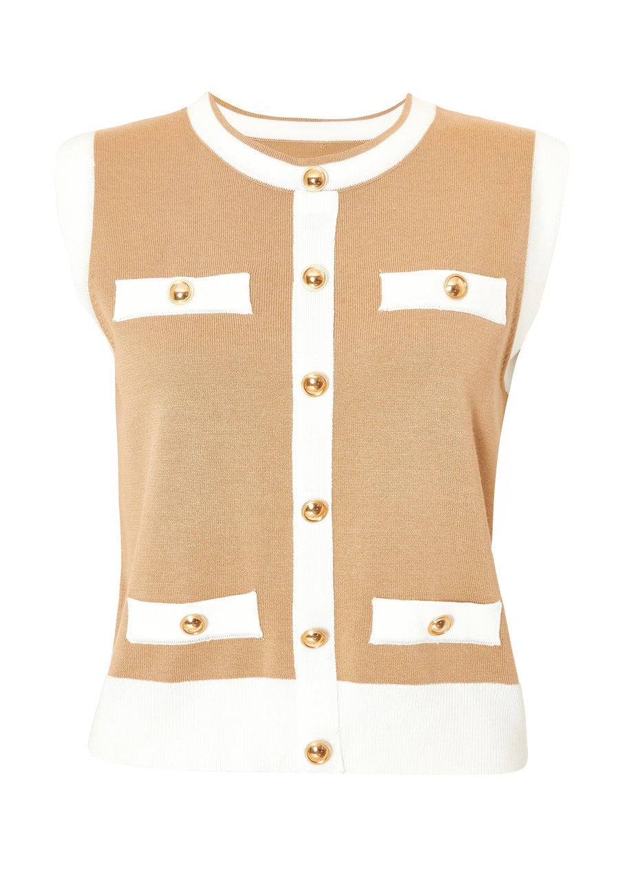 Quiz Stone Knit Contrast Waistcoat