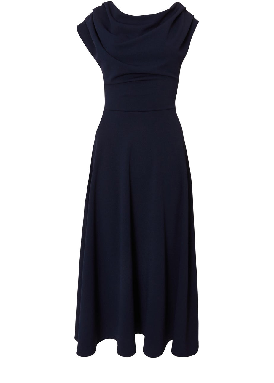 Quiz Navy One Shoulder Midaxi Dress