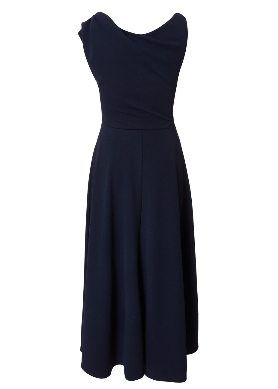 Quiz Navy One Shoulder Midaxi Dress