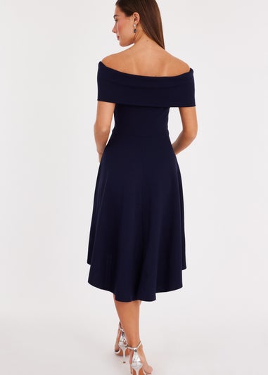 Quiz Navy Corsage Dip Hem Midi Dress