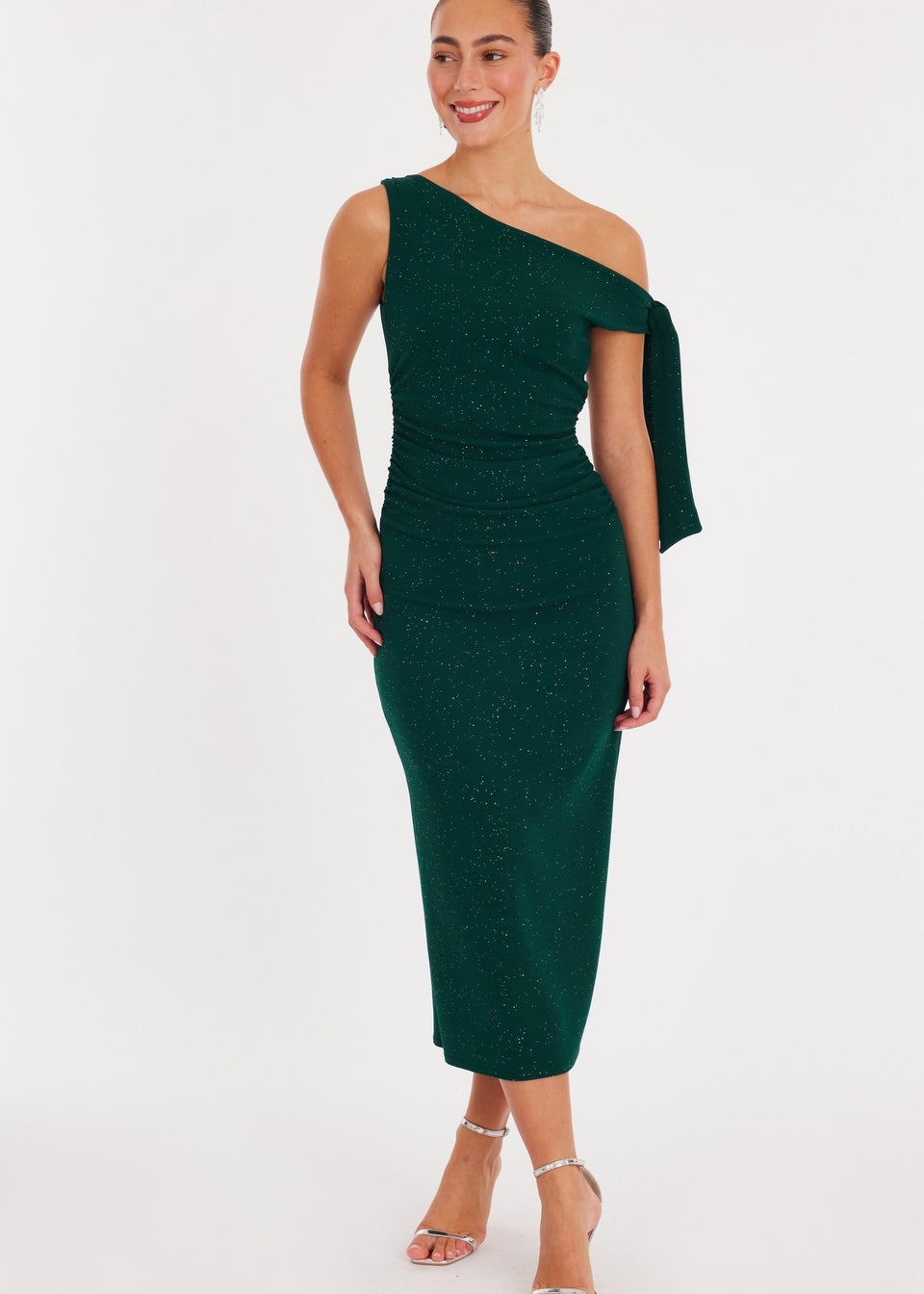 Quiz Green Glitter Midaxi Dress