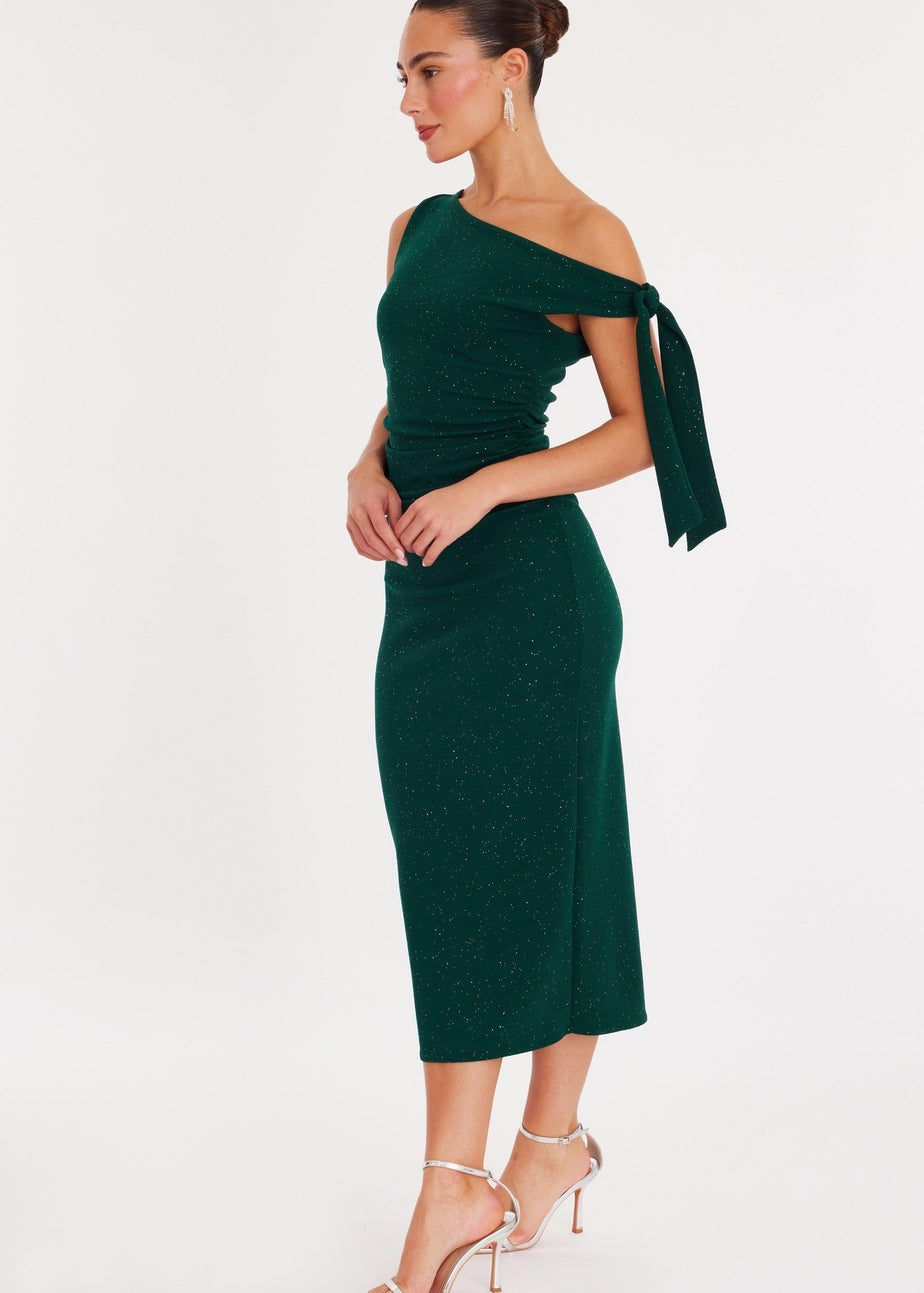 Quiz Green Glitter Midaxi Dress