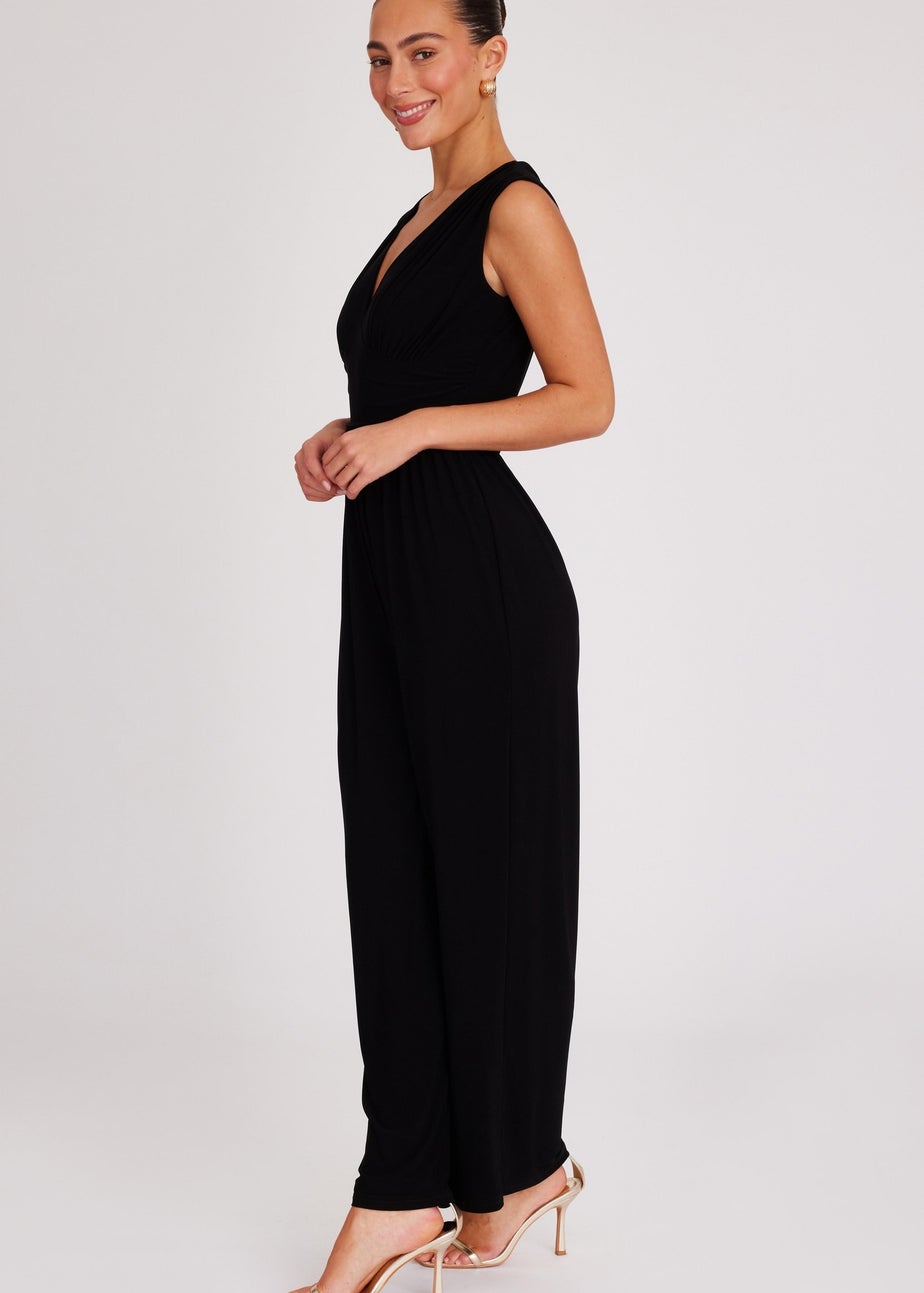 Quiz Black Ruched Wide Leg Jumpsuit