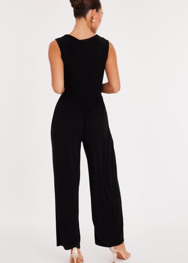 Quiz Black Ruched Wide Leg Jumpsuit