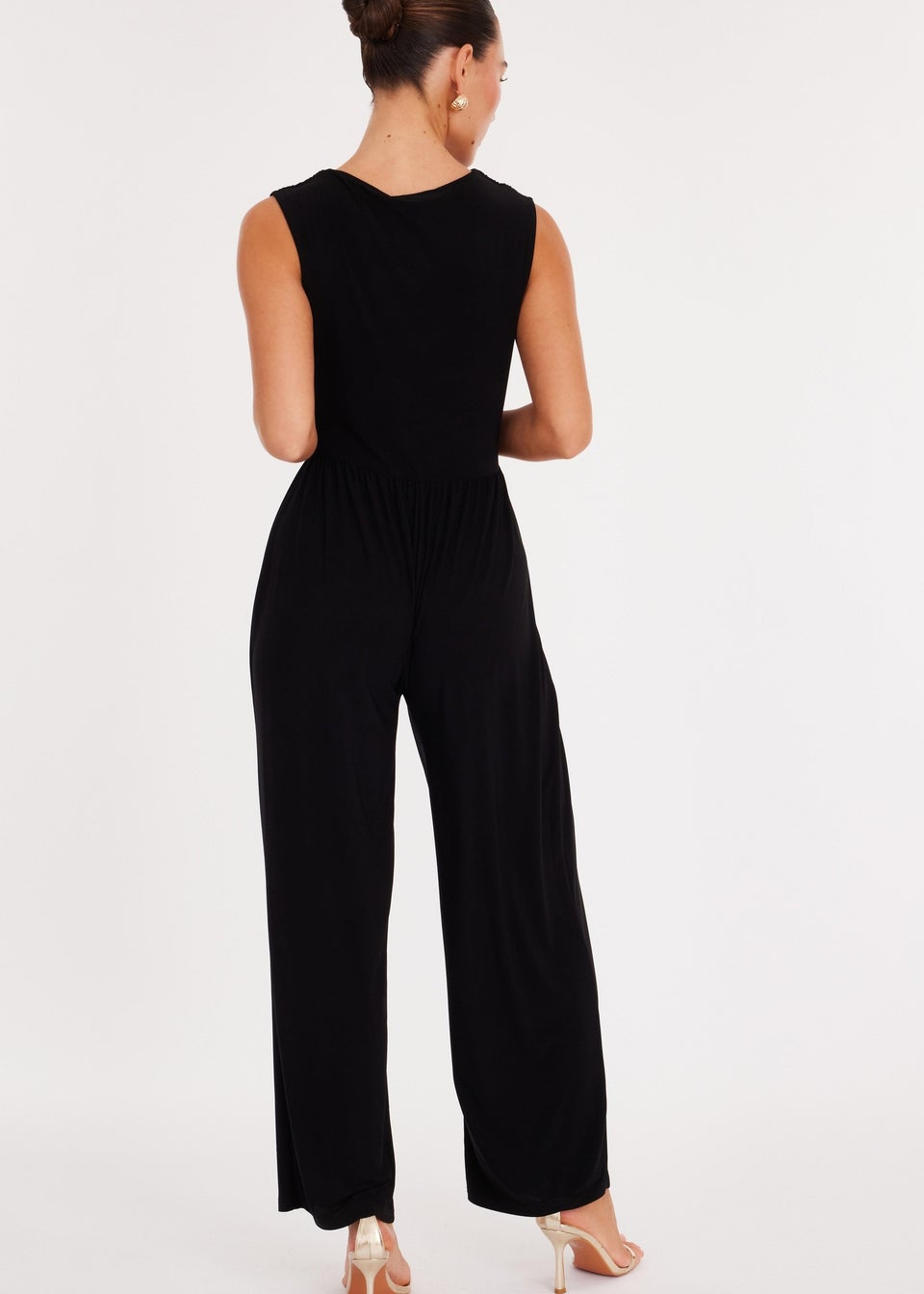 Quiz Black Ruched Wide Leg Jumpsuit