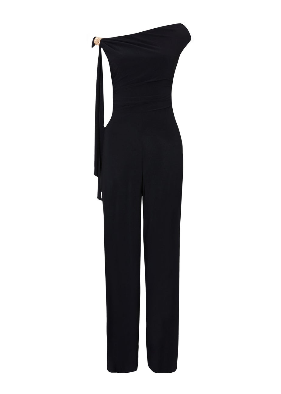 Quiz Black One Shoulder Sash Detail Jumpsuit