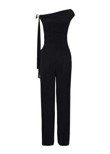 Quiz Black One Shoulder Sash Detail Jumpsuit