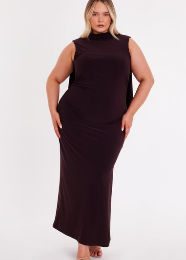 Quiz Brown Scarf Detail Midaxi Dress