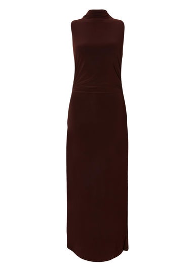 Quiz Brown Scarf Detail Midaxi Dress