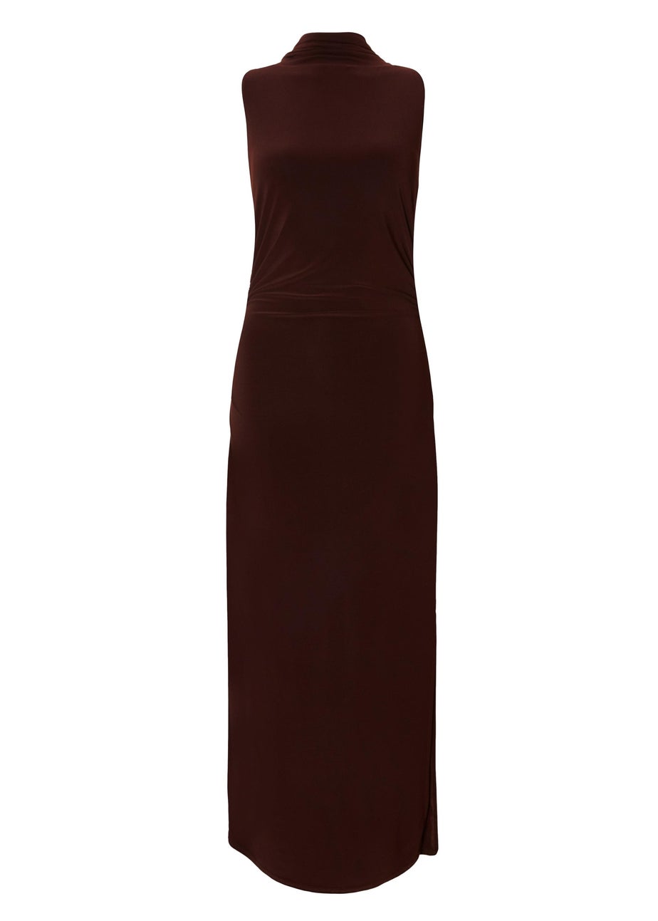 Quiz Brown Scarf Detail Midaxi Dress