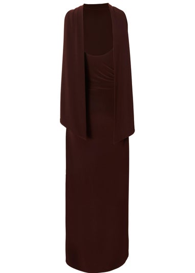 Quiz Brown Scarf Detail Midaxi Dress