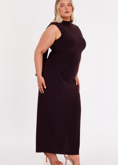 Quiz Brown Scarf Detail Midaxi Dress