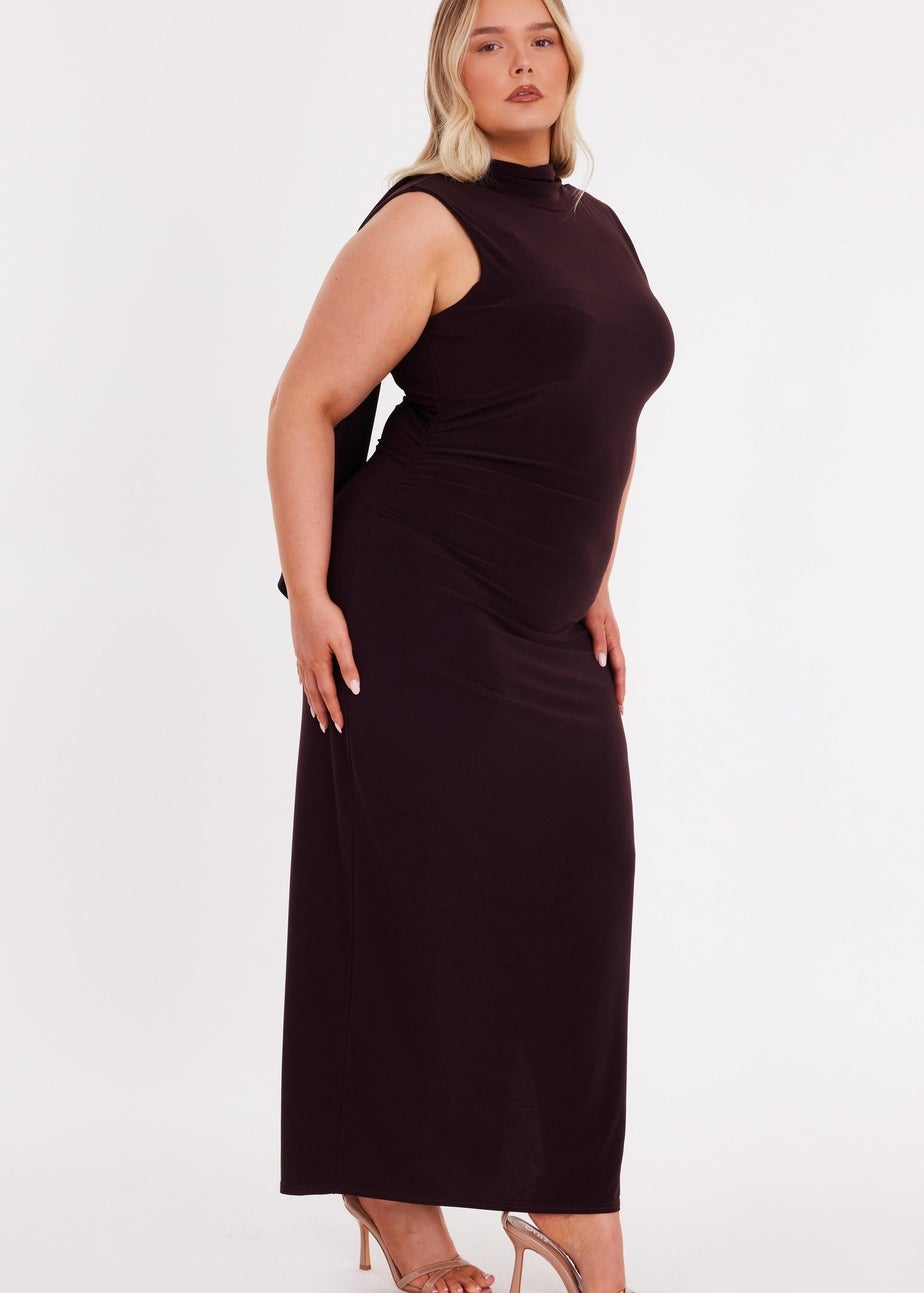 Quiz Brown Scarf Detail Midaxi Dress