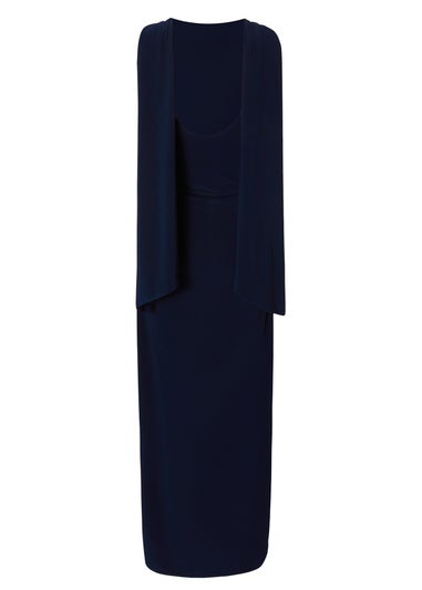 Quiz Navy Scarf Detail Midaxi Dress