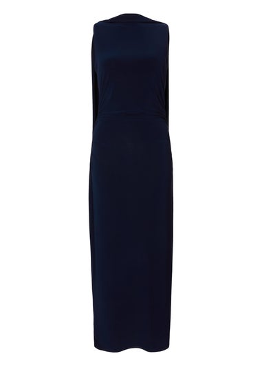 Quiz Navy Scarf Detail Midaxi Dress