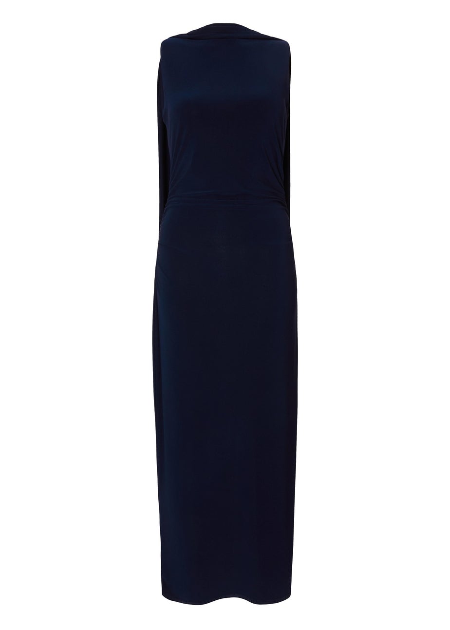 Quiz Navy Scarf Detail Midaxi Dress