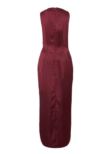 Quiz Burgundy Satin Buckle Side Midaxi Dress