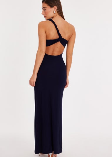 Quiz Navy Twisted One Shoulder Maxi Dress