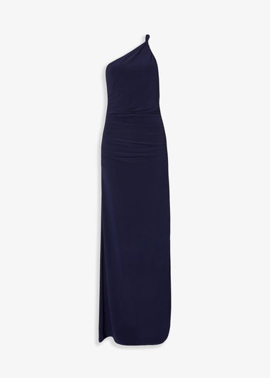 Quiz Navy Twisted One Shoulder Maxi Dress