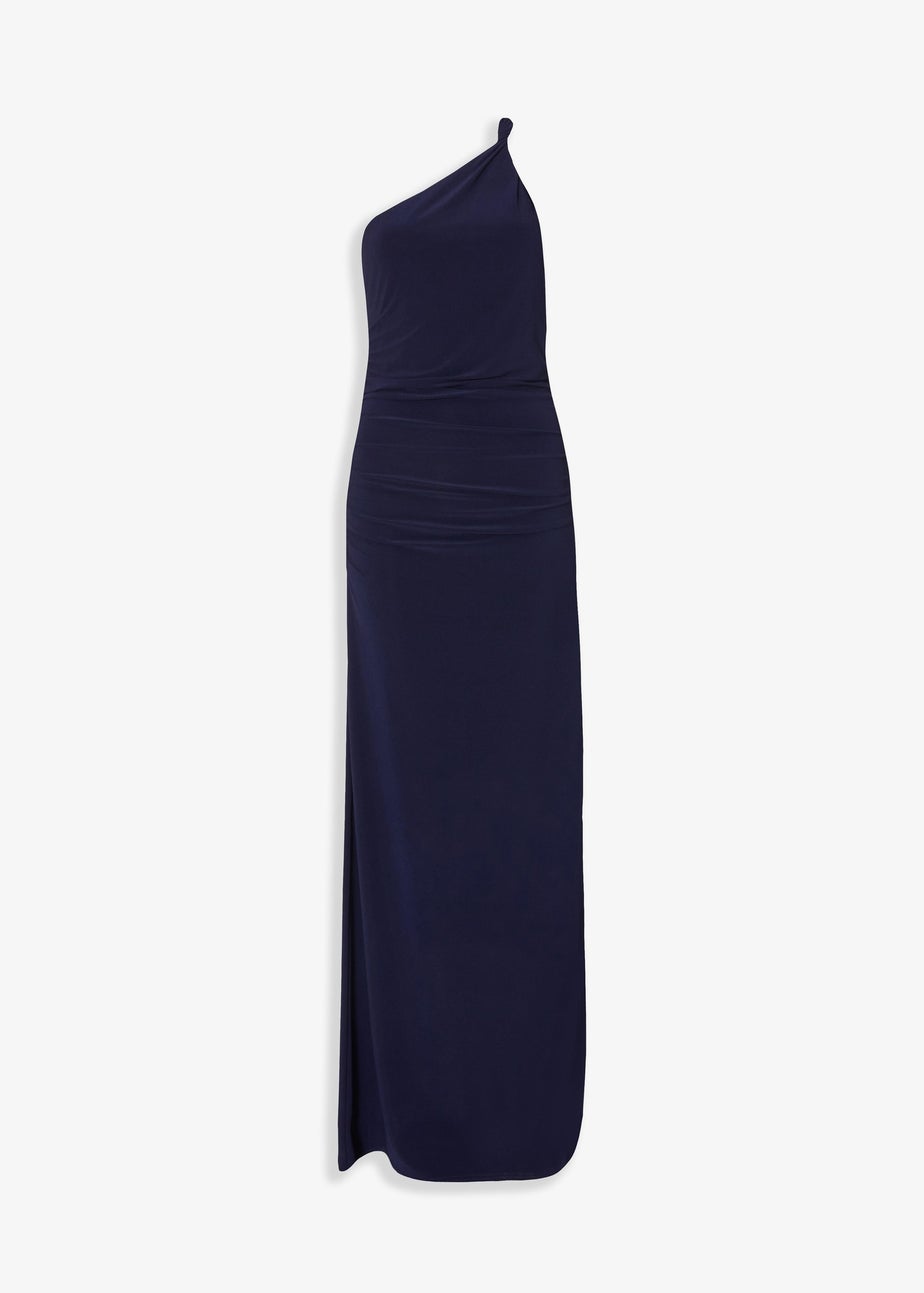 Quiz Navy Twisted One Shoulder Maxi Dress