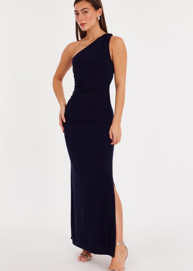 Quiz Navy Twisted One Shoulder Maxi Dress