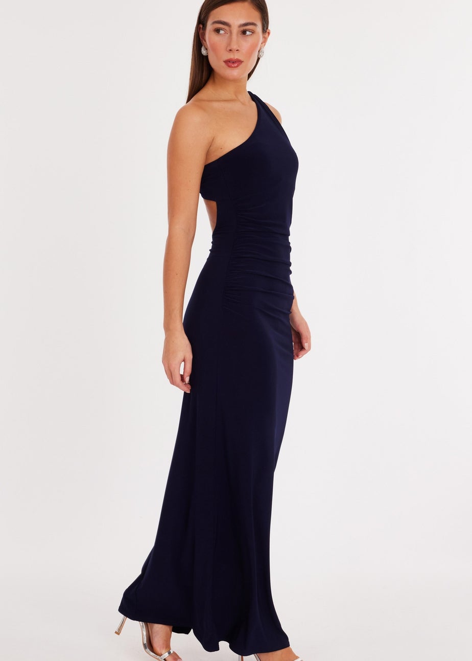 Quiz Navy Twisted One Shoulder Maxi Dress
